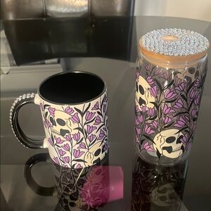 Skull and Floral Mug and Canister Set 2 w/ stew